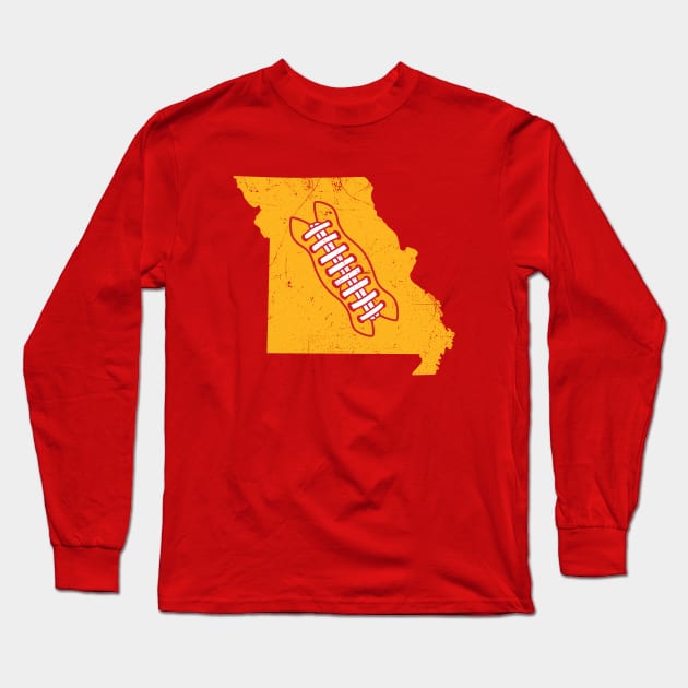 KC Missouri Retro Football - Red Long Sleeve T-Shirt by KFig21